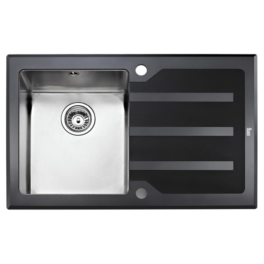 Мойка Teka LUX 1B 1D 78 RHD 12129006 полированная сталь фацет закалённое стекло черное система Pop-Up 78x51 см