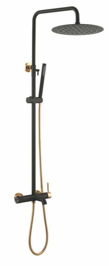 Душевая система Boheme Uno Черный / Золото с изливом 468-BG