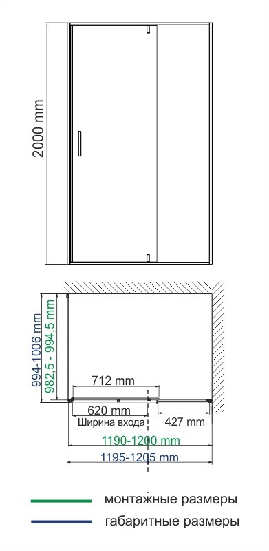 WasserKRAFT Elbe 74P10 душевое ограждение 120*100*200