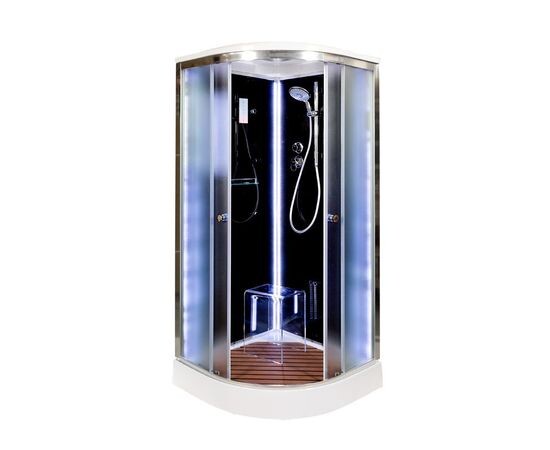 Deto душевая кабина 90х90 B09SLEDBLACK с подсветкой