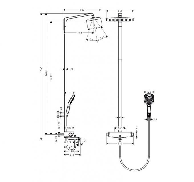 Hansgrohe Raindance Select E 360 27113400 Душевая система с изливом