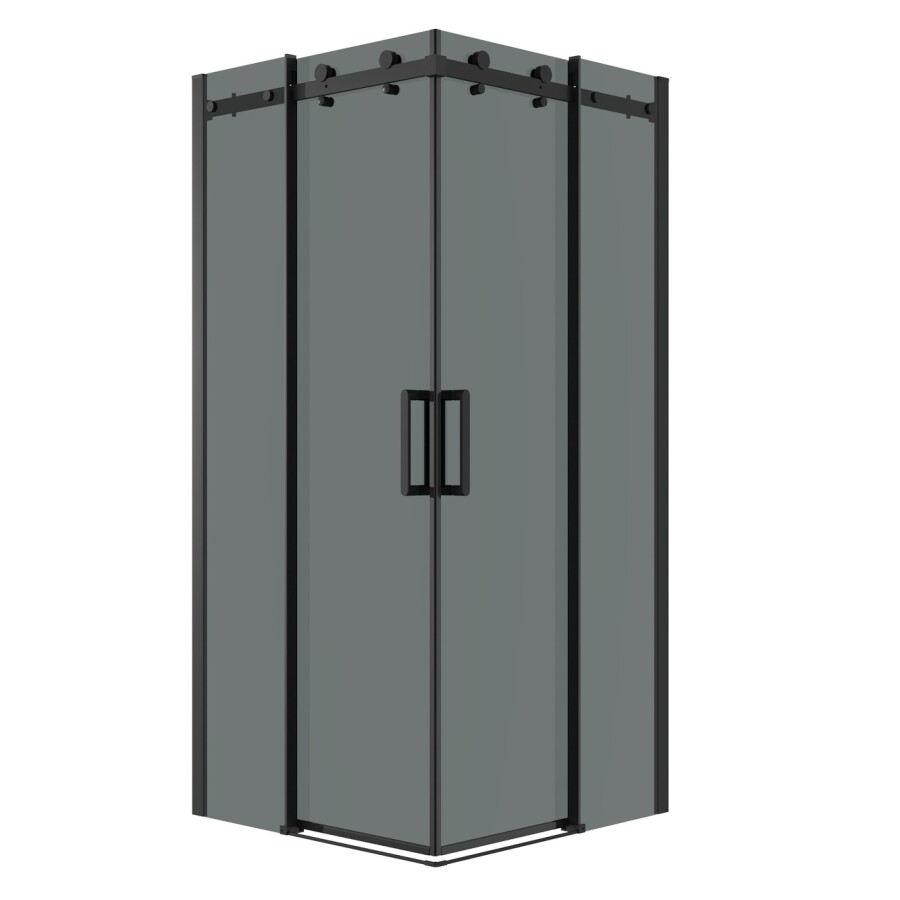 Душевое ограждение Grossman Classic 300.K33.04.8080.21.10 (80х80х195) квадрат,раздвижная,черный матовый,стекло тонированное, 2 места