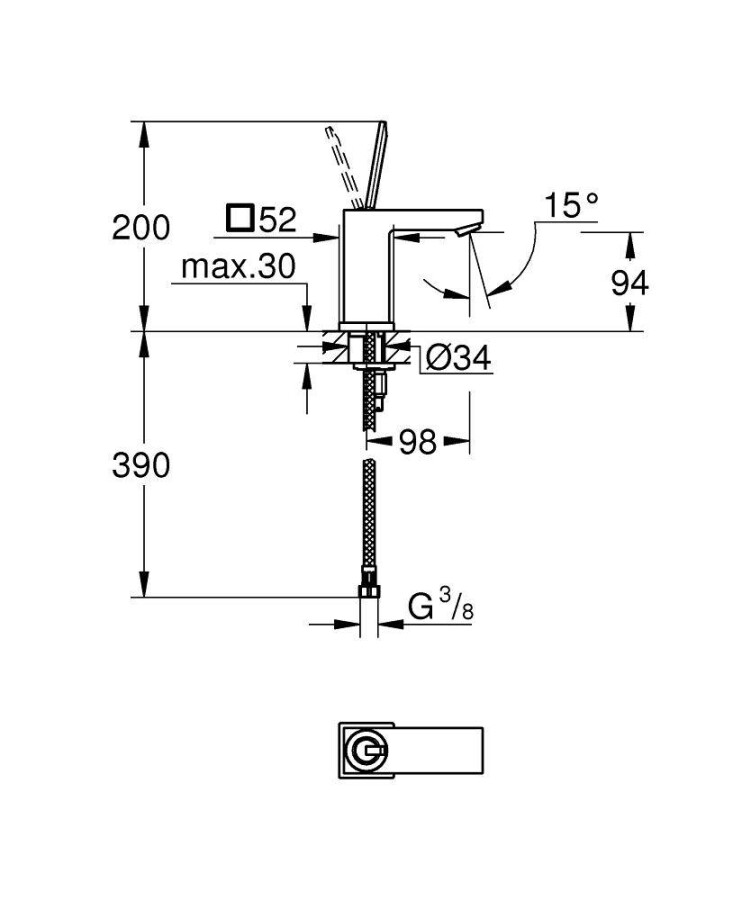 Grohe Eurocube Joy 23656000 смеситель для раковины 28 мм