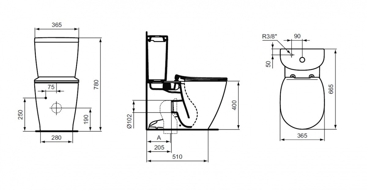 Ideal Standard Connect Arc E803701+E785601 унитаз напольный