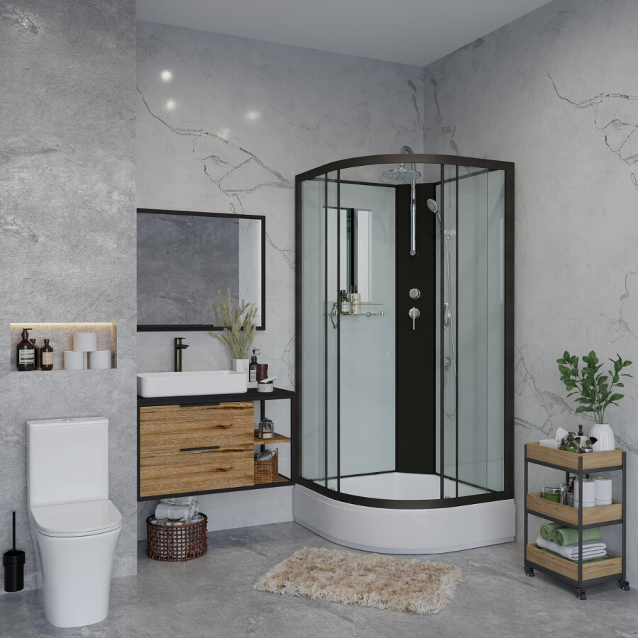Niagara NG 6703-14BKG Душевая кабина 80x80 Без крыши с тропическим душем и гидромассажем 67031414BKTG