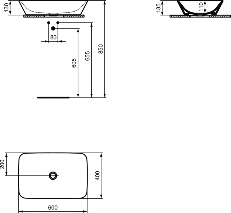 Ideal Standard Connect Air E034801 умывальник накладной 60 см