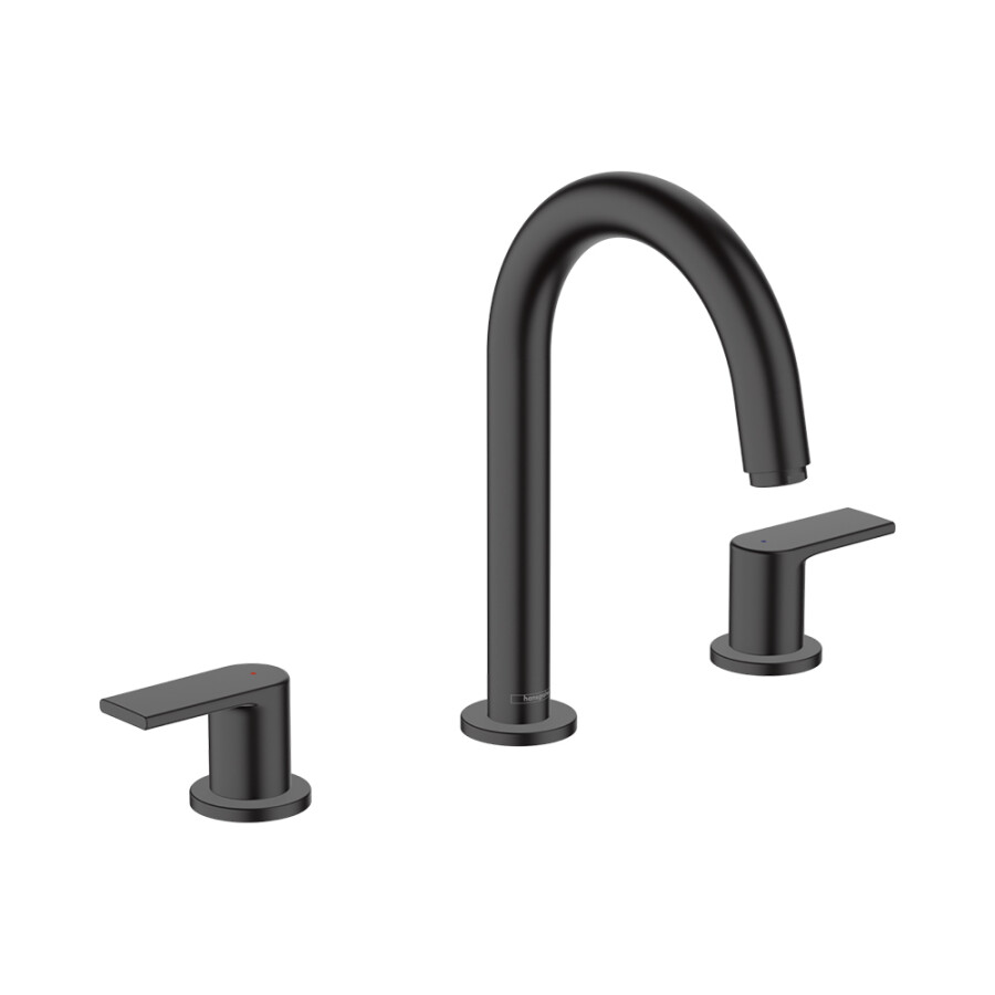 Hansgrohe Vernis Shape Смеситель для раковины на 3 отверстия со сливным гарнитуром черный матовый 71563670