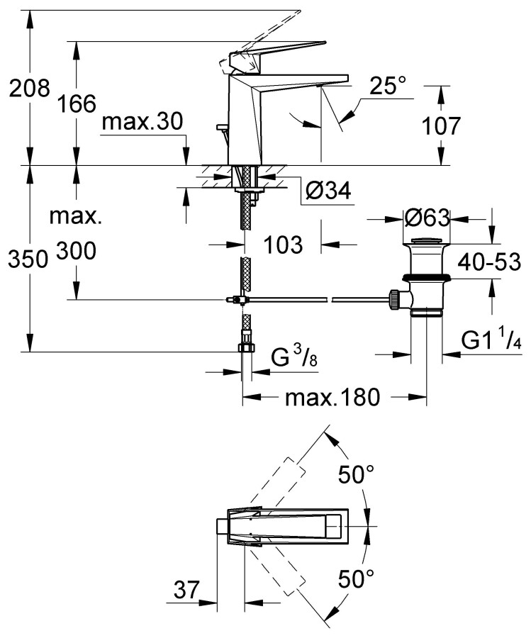Grohe Allure Brilliant 23029A00 смеситель для раковины 28 мм