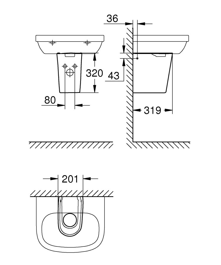 Grohe Essence Ceramic 39570000 полупьедестал для раковины альпин-белый