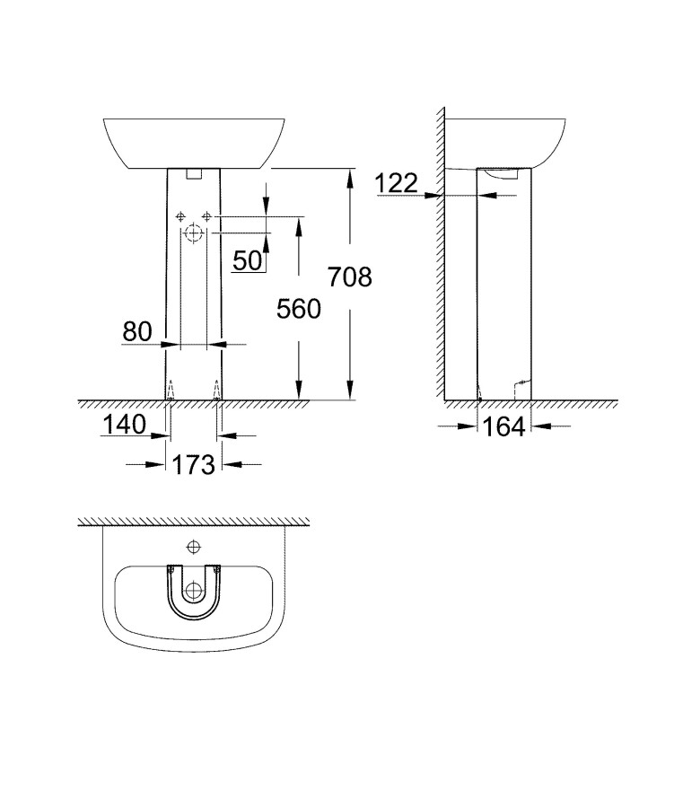 Grohe Bau Ceramic 39425000 пьедестал для раковины альпин-белый