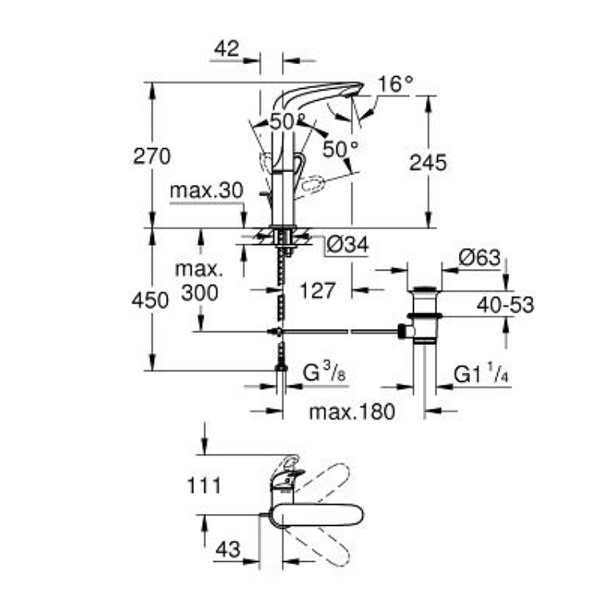 Grohe Eurostyle New 23569003 смеситель для раковины 28 мм