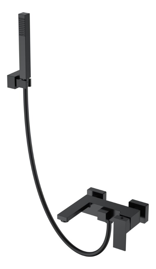 Смеситель для ванны с душевым гарнитуром Boheme Qubic Matt Black 473-B
