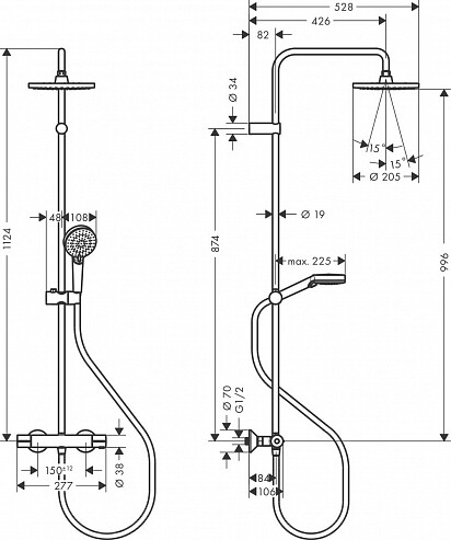 Hansgrohe Vernis Shape 26318000 душевая система с термостатом хром