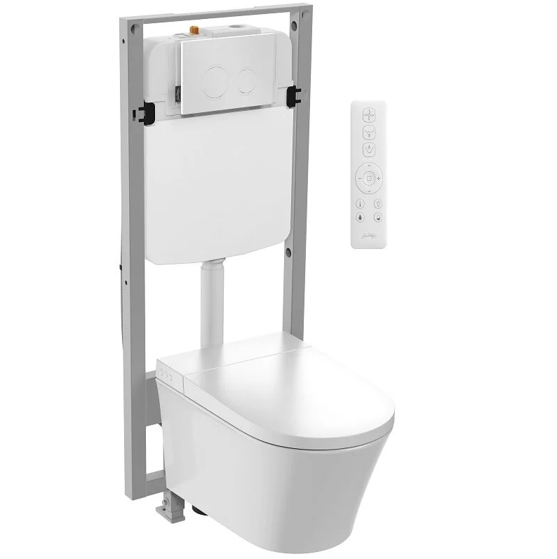 Jacob Delafon Siene инсталляция с умным безободковым унитазом, кнопкой смыва и сиденьем E34360-00