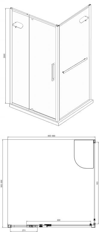 Bravat Line BS090.2116A душевое ограждение 90*90*200