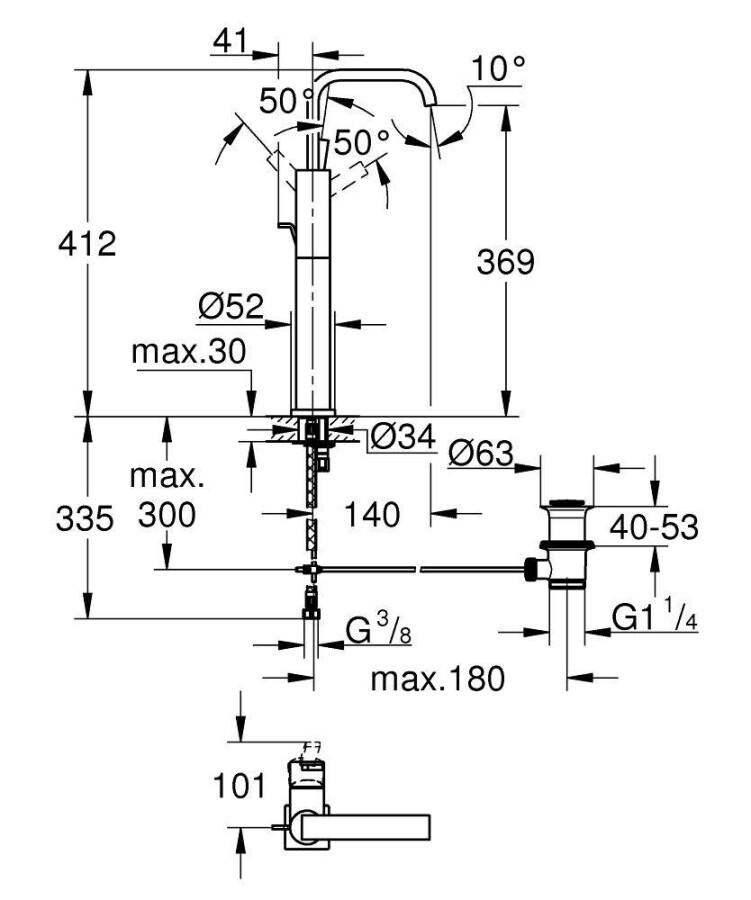 Grohe Allure 32249000 смеситель для раковины 28 мм