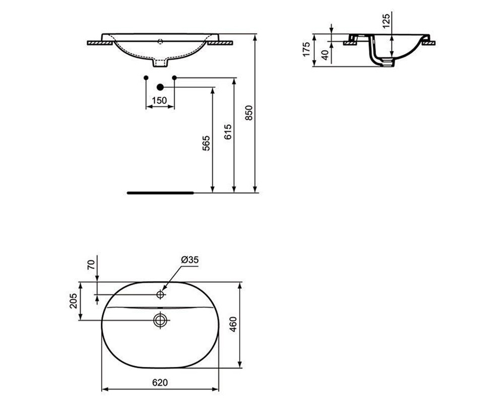 Ideal Standard Connect E504001 умывальник встраиваемый 62*46 см