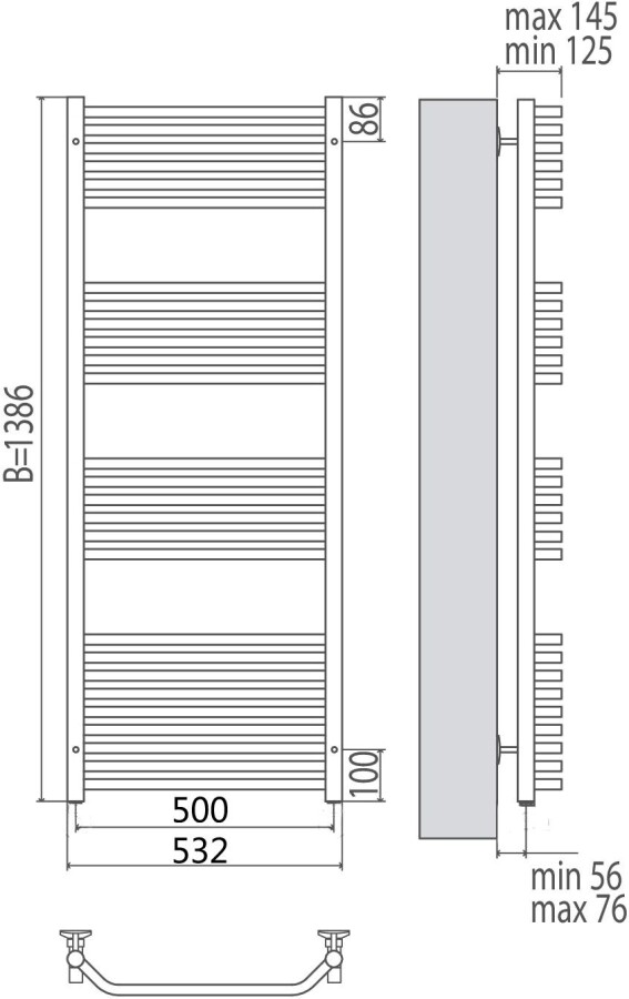 Terminus Виктория полотенцесушитель электрический П27 500*1386