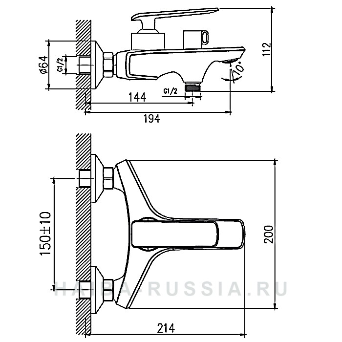 Смеситель для ванны HB60548-7 черный хром