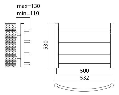 Terminus Классик полотенцесушитель электрический П4 50*53 R