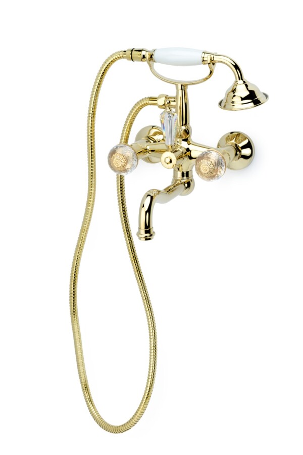Смеситель для ванны с душевым комплектом Boheme Flora Золото 293-FL