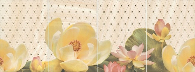 Kerama Marazzi Летний сад 80х30 см панно настенное из 4 шт глянцевое бежевое HGD\B56\4x\8260