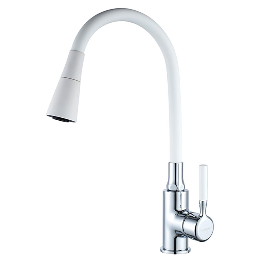 Смеситель для кухни с гибким изливом Ledeme L4199-3 Хром/Белый
