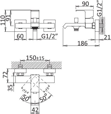 Cezares PORTA-VM-01 смеситель для ванны хром