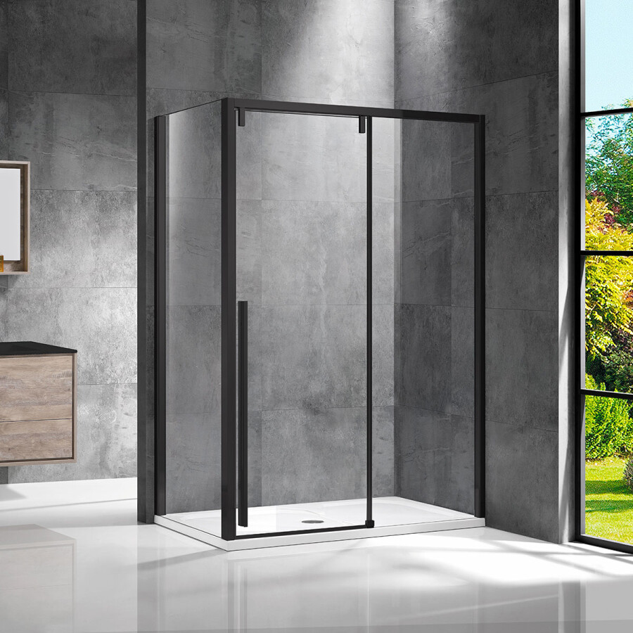 Vincea Lugano душевой уголок VSR-1L9014CLB-1 140х90 черный, стекло прозрачное