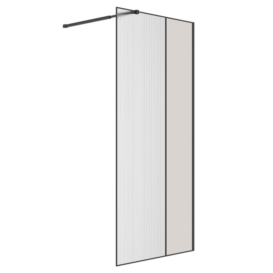 Душевая перегородка Niagara Nova NG-481-10FBLACK (100х200) черный матовый,стекло рифленое/тонированное,1 место