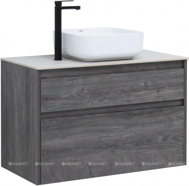 Aquanet Nova Lite 90 тумба под раковину подвесная дуб рошелье 2 ящика 00242267