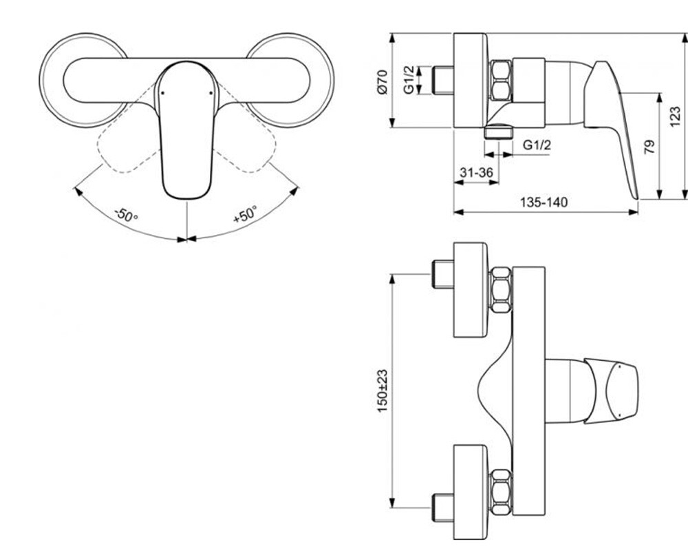 Ideal Standard B1720AA Ceraflex настенный смеситель для душа