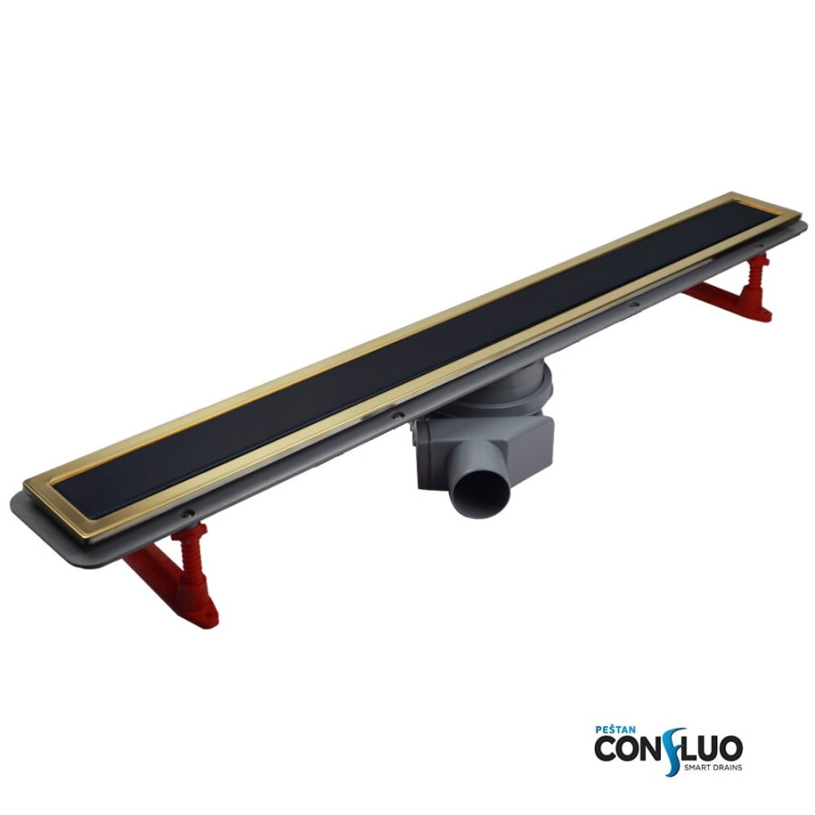 Pestan Confluo Premium Black Glass Line 300 Gold 13100094 Душевой лоток 300 мм