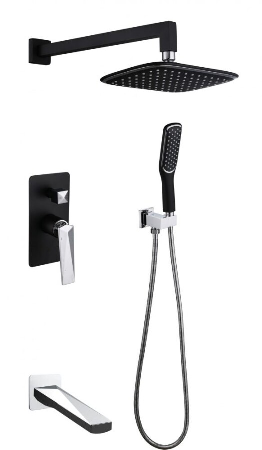 Душевая система с изливом Boheme Venturo Черный / Хром 374-B-2