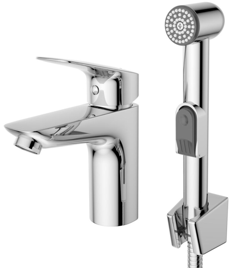 Смеситель для раковины BelBagno DUE-LVM/HGN-CRM-W0 с гигиеническим душем, без донного клапана