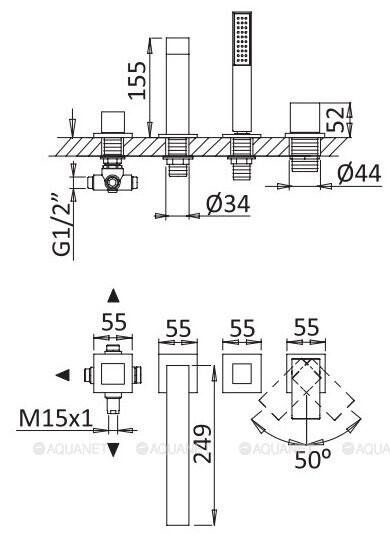 Cezares Porta BVDM4-BIO смеситель на борт ванны белый