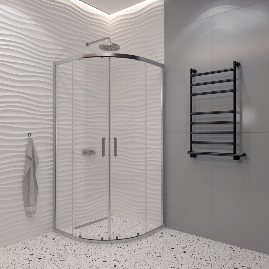 EG4C Душевое ограждение полукруг EvaGold 100х100, профиль хром, прозрачное стекло EG220031