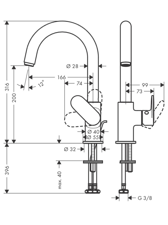 Hansgrohe Vernis Blend 71554000 смеситель для раковины хром