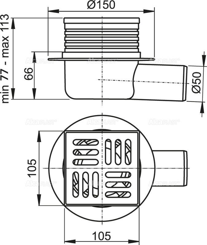 Alca Plast APV26 Душевой трап 105*105 мм