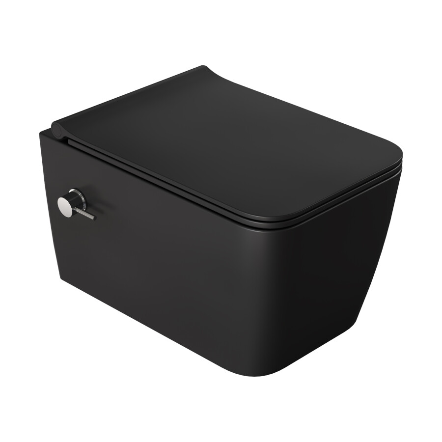 Унитаз подвесной с функцией биде Boheme Zen Черный матовый с крышкой, Торнадо 967-SET-2-B