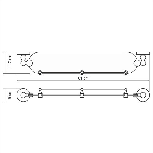 WasserKRAFT Diemel K-2244 Полка стеклянная с бортиком хром