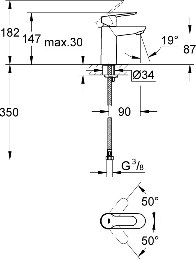 Grohe BauEdge 23330000 смеситель для раковины 28 мм