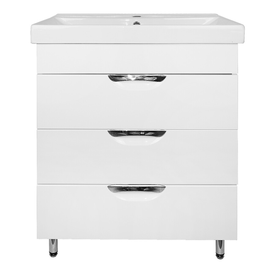 Комплект Тумба Стиль- 70/3Н "Соло" 700х880х480 напольная, с раковиной Tempo 70, с доводчиками, белый CS00092805