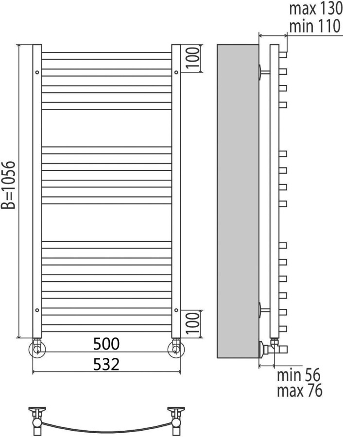 Terminus Авиэль П14 полотенцесушитель водяной 500*1056