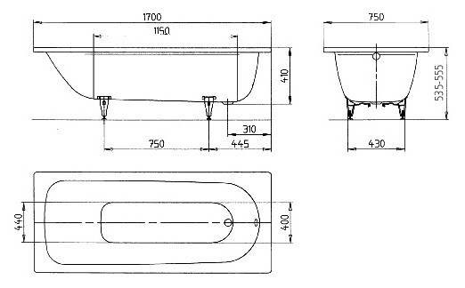 Kaldewei Saniform Plus 160*70 ванна стальная прямоугольная 111700010001