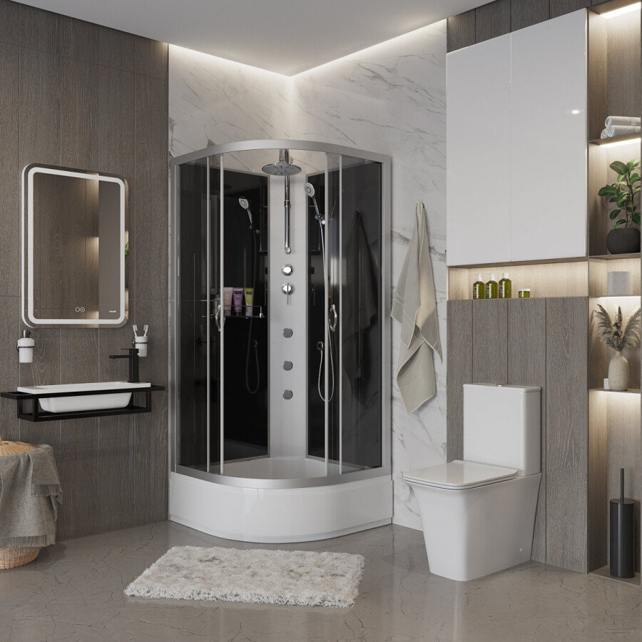 Niagara Classic NG 3503-14BKTG Душевая кабина 80x80 Без крыши с тропическим душем и гидромассажем 35031434BKTG