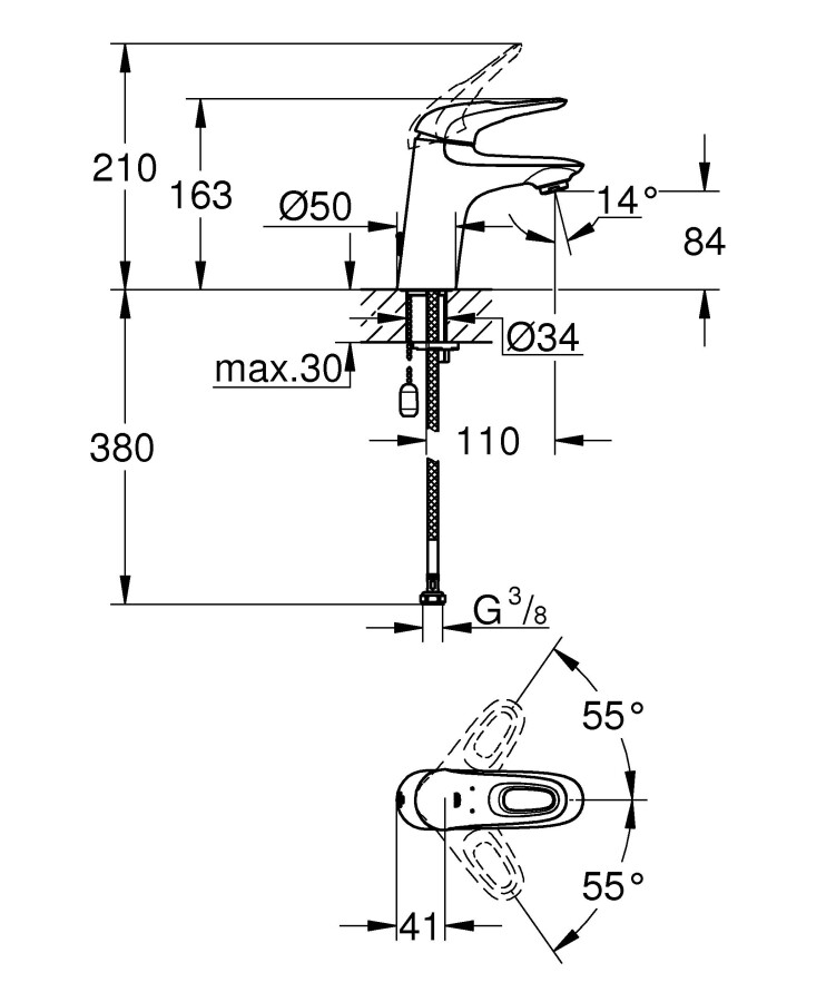 Grohe Eurostyle 23566003 смеситель для раковины 35 мм