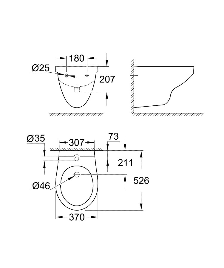 Grohe Bau Ceramic 39433000 биде подвесное