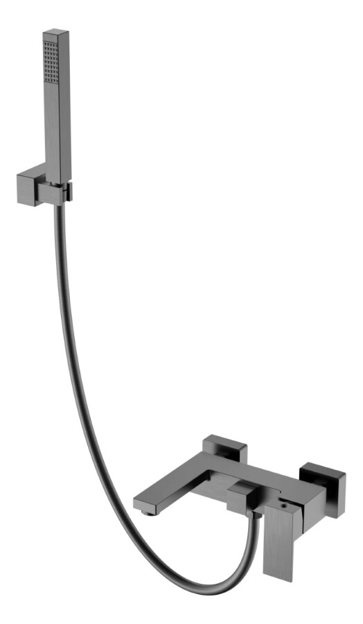 Смеситель для ванны с душевым гарнитуром Boheme Qubic Matt Gun Metal 473-GM