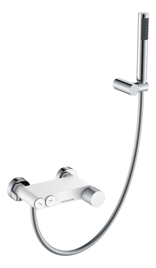Смеситель для ванны с душевым гарнитуром Boheme Stick Белый / Хром ручка Touch 123-WCR.2